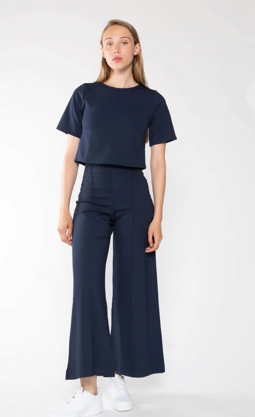 Ponte Navy Wide Leg Cropped